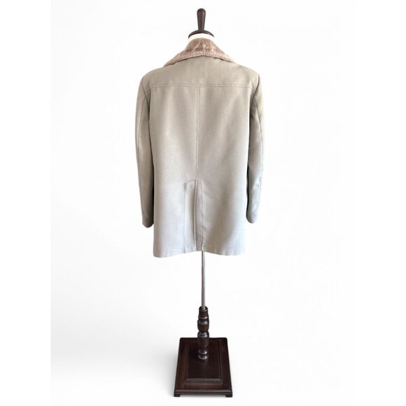 VTG London Fog Mens Coat Faux Fur Collar Beige Size 46 Regular Mid-Length READ - Picture 3 of 12